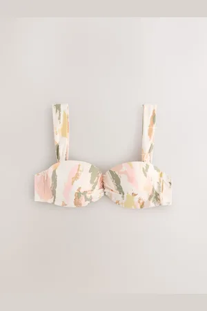 Next Cream/ Foil Camo Wired Bandeau Bikini Top