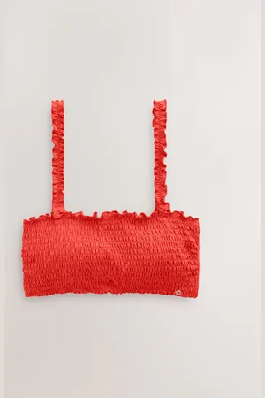Next Red Shirred Bandeau Bikini Top