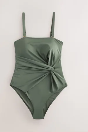 Next Khaki Twist Bandeau Tummy Control Swimsuit