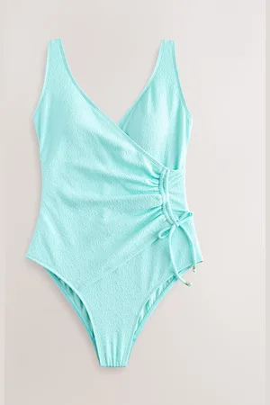 Next Mint Textured Ruched Side Tummy Shaping Control Swimsuit