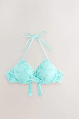 Next Mint Lace Padded Wired Plunge Bikini Top