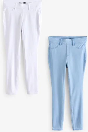 Next Blue/ Full Length Jersey Denim Leggings 2 Pack