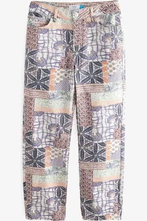 Next Patchwork Straight Leg 100% Cotton Jeans