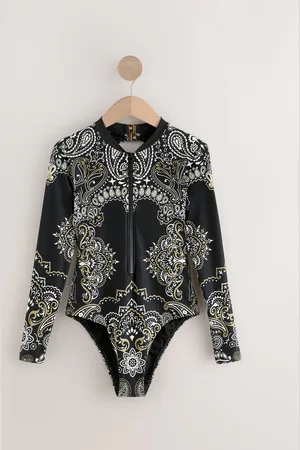 Next Paisley Bandana Print Long Sleeved Rash Swimsuit