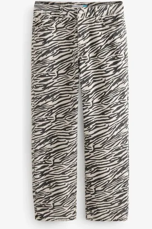 Next Zebra Print Straight Leg 100% Cotton Jeans