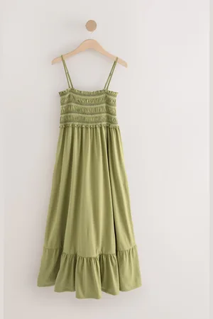 Next Khaki 100% Cotton Jersey Midi Dress