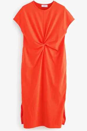 Next Red 100% Cotton Twist Short Sleeved T-Shirt Summer Dress