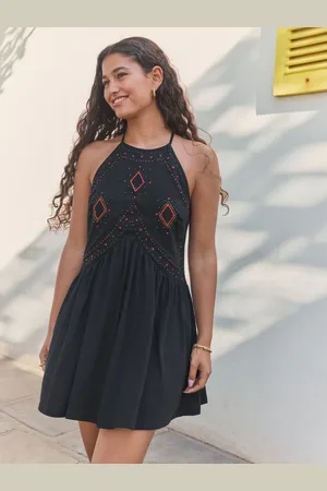 Next Jersey Embroidered 100% Cotton Mini Dress