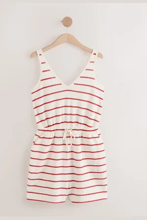 Next Red/Ecru Jersey V-Neck Playsuit