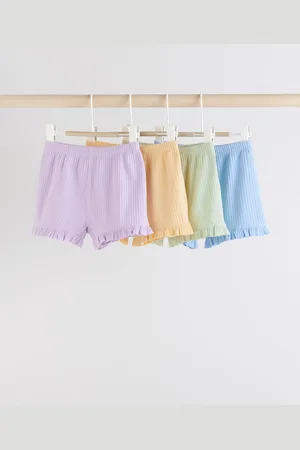 Next / Yellow/ Green/ Purple Pastels Frill Hem Baby Shorts 4 Pack