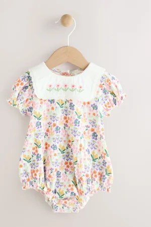 Next Bright Multi Colour Floral Printed Baby Woven Collared Romper