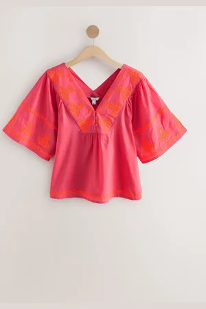 Next Orange and Pineapple Embroidered Short Sleeve Top