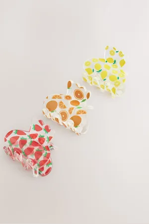 Next Multi Coloured Fruit Hair Claw Clip 3 Pack