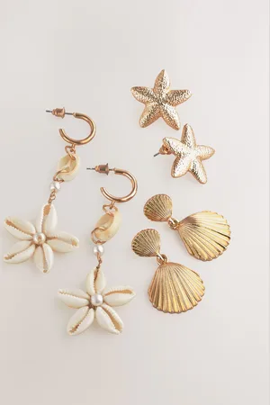Next Tone Shell and Starfish Earrings 3 Pack