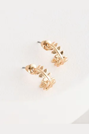 Next Tone Mini Leaf Hoop Earrings