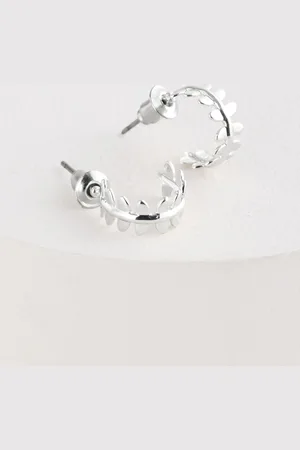 Next Tone Mini Leaf Hoop Earrings