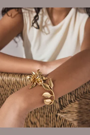Next Tone Flower Hinge Cuff Bracelet
