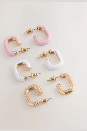 Next Enamel Hoop Earrings Pack