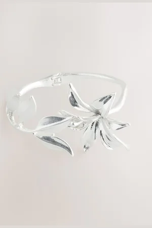 Next Tone Flower Hinge Cuff Bracelet