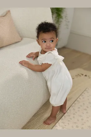 Next Embroidered Frill Shoulder Floral Baby Romper