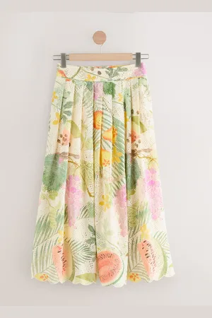 Next Kew Gardens Fruit Print Broderie Embroidered Skirt