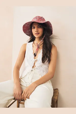 Next Red Paisley Print Wide Brim Bucket Hat