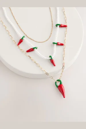 Next Red Chilli Pearl Effect Layered Necklace