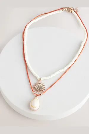 Next Orange/ Shell and Sun Two Row Necklace