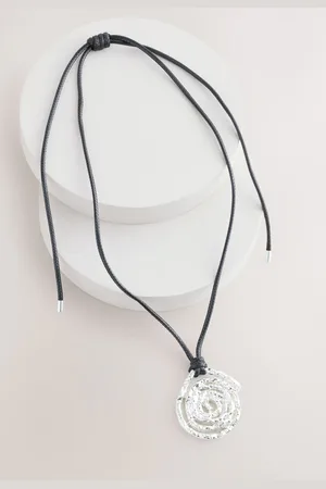 Next Silver Tone Swirl Cord Pully Necklace