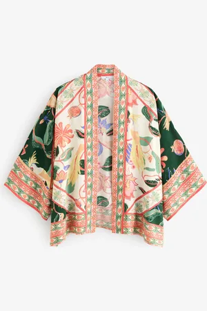 Next Tropical Floral Short Kimono Cover-Up