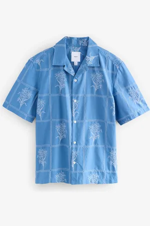 Next Floral Embroidered Short Sleeve 100% Cotton Shirt
