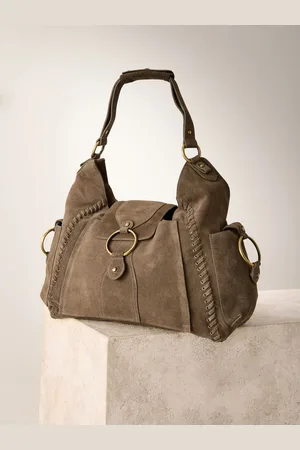 Next Taupe Suede Whipstitch Shoulder Bag