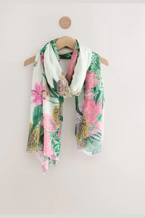 Next Ecru Floral Kew Collection Lightweight Scarf