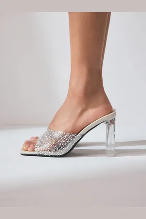 Next Shimmer Forever Comfort Square Toe Vinyl Block Heel Mules