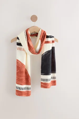 Next Rust Geometric Print Lightweight 100% Cotton Scarf
