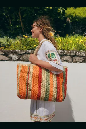 Next Orange Straw Shoulder Bag