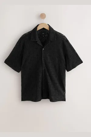 Next Short Sleeve Crochet Shirt with Cuban Collar