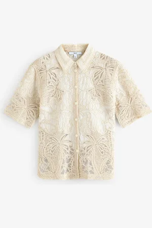 Next Crochet Lace Short Sleeve Holiday Shirt