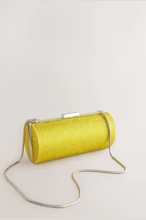 Next Lime Sparkle Barrel Clutch Bag