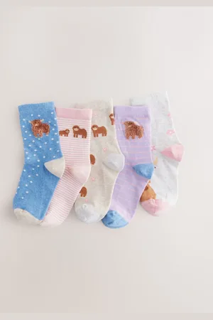 Next Pink And 5 Pack Cotton Rich Hamish Ankle Socks