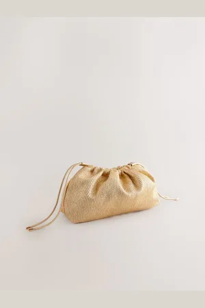 Next Raffia Oversized Ruched Clutch Bag