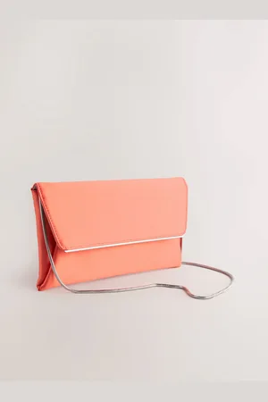 Next Orange Satin Clutch Bag