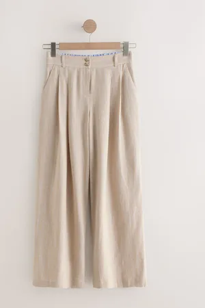 Next N. Premium Linen Rich Striped Wide Leg Trousers