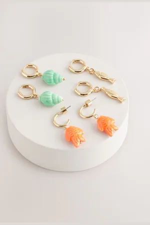 Next /Orange Fish Charm Hoop Earrings Pack