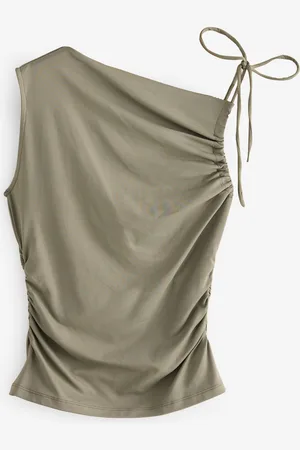Next Olive Soft Touch Polyamide Ruched Sleeveless Top
