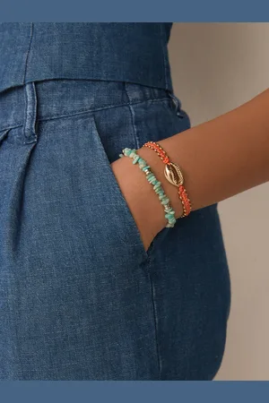 Next Coral/Aqua Chipping And Shell Pully Bracelet Pack