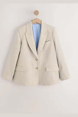 Next N. Premium Linen Rich Striped Single Breasted Blazer