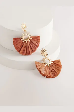 Next Rust Red Straw Look Sun Statement Earrings