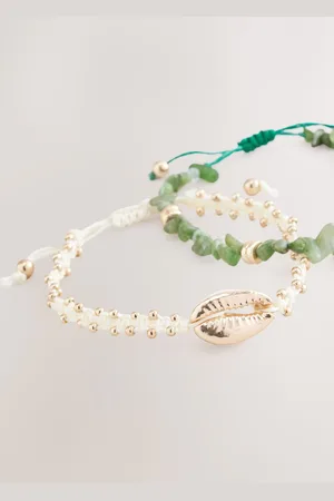 Next /Ecru Chipping And Shell Pully Bracelet Pack