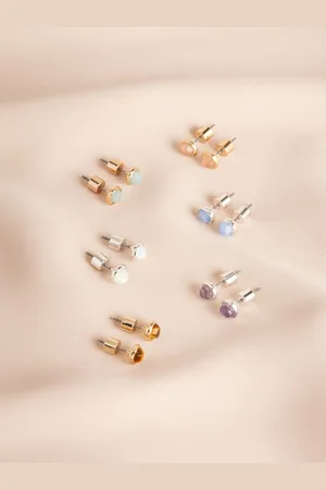 Next Gold/ Plated Semi Precious Circle Stud Earrings